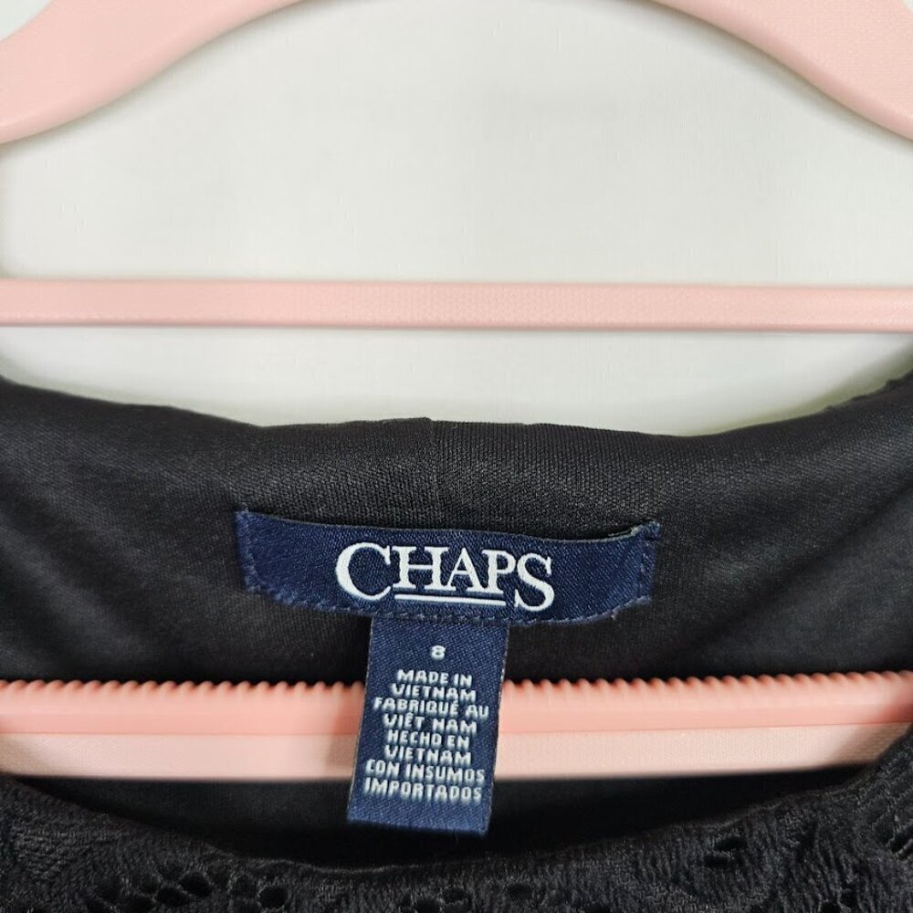 CHAPS by RALPH LAUREN Y2K Dress size 8 BLACK LACE Elegant Cocktail Feminine Chic - Picture 5 of 7